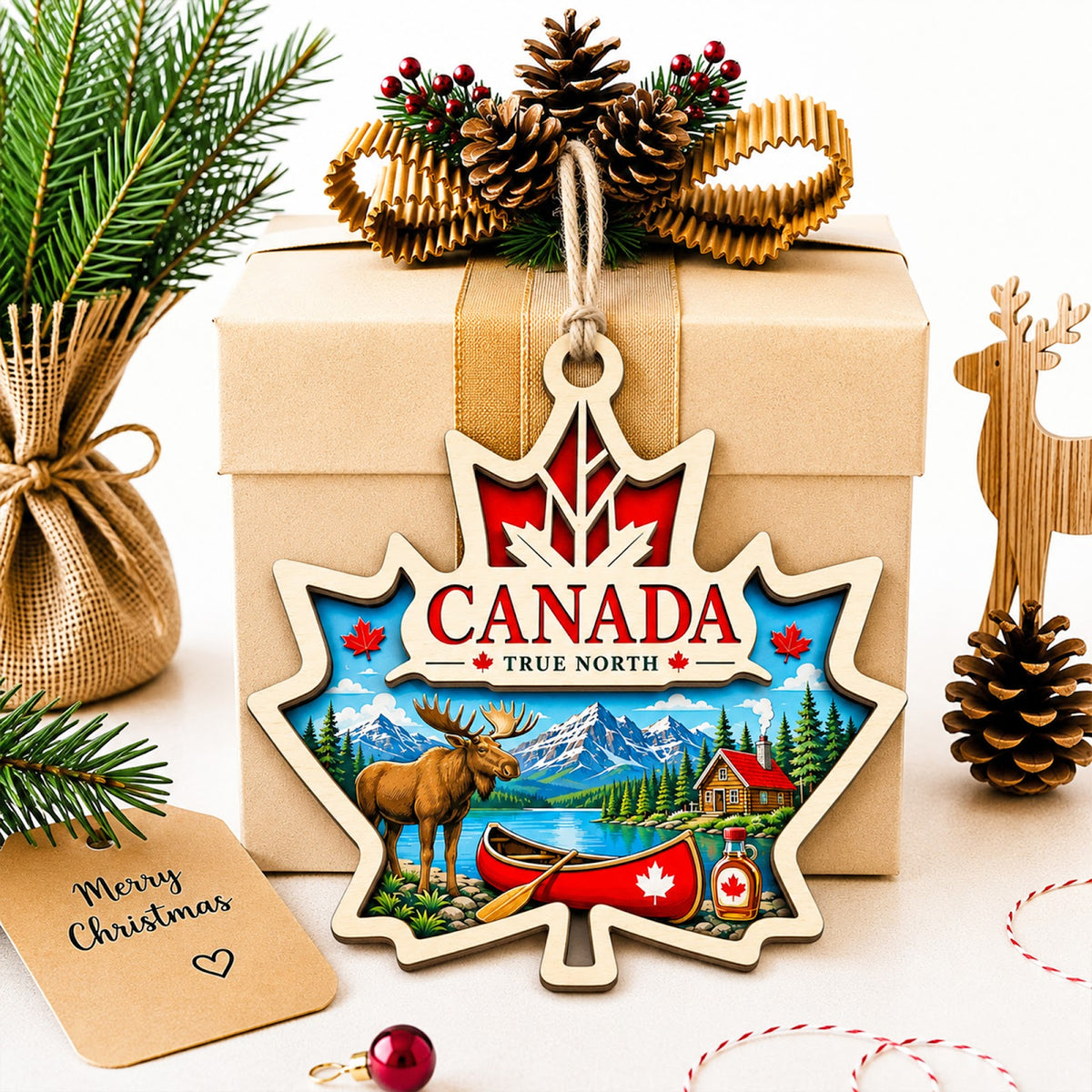 Korea Christmas Ornament, Seoul Palace and Hanbok Souvenir Gift, Wood Hanging Tree Decoration