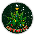 A Single Green Leaf Standing In as the Christmas Tree, Lit and Star-Topped. Ceramic Gag Keepsake for Adults.