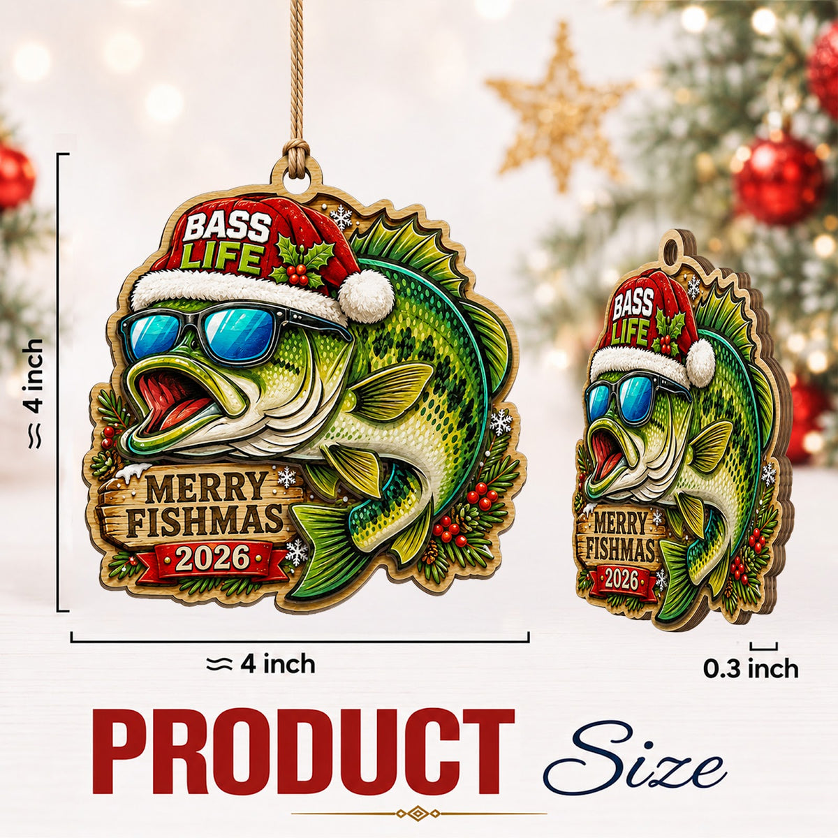 Fishing Bass Life Angler Catch Christmas Ornament, Bass Lifestyle Keepsake, Wood Ornament