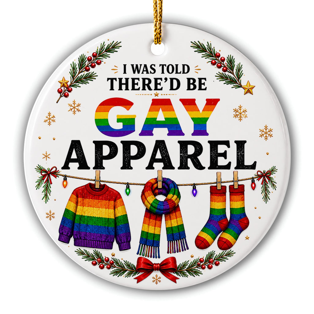 A rainbow knit sweater. Glazed ceramic keepsake for anyone who enjoys the old carol line turned into a joke.