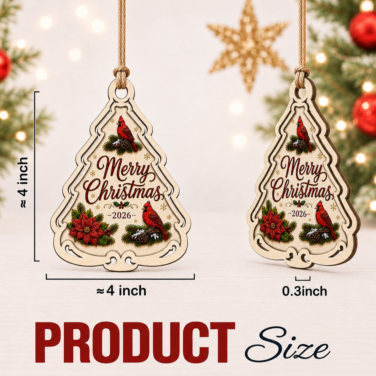 Wonderful Time Holiday Festive Christmas Ornament, Seasonal Stocking Stuffer, Wood Ornament