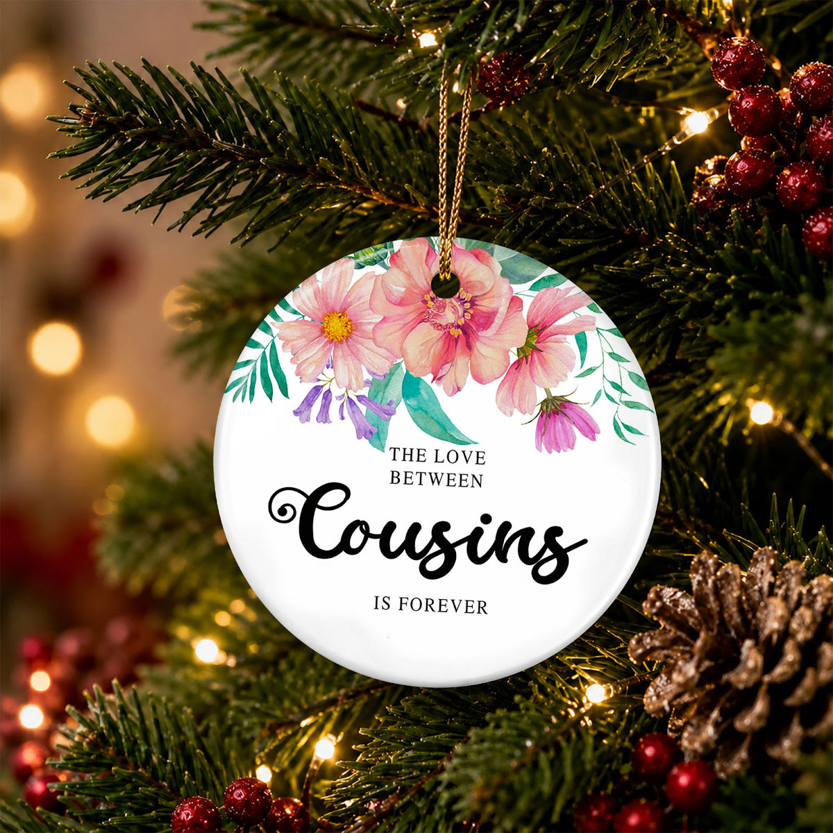Cousin Christmas Ornament, The Love Between Cousins Gift, Ceramic Hanging Tree Decoration