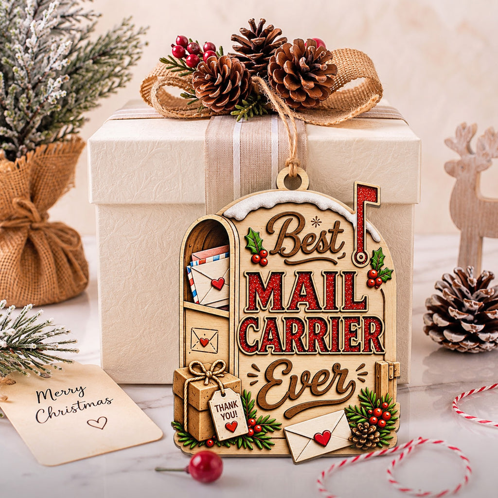 Best Mail Carrier Wood Christmas Ornament