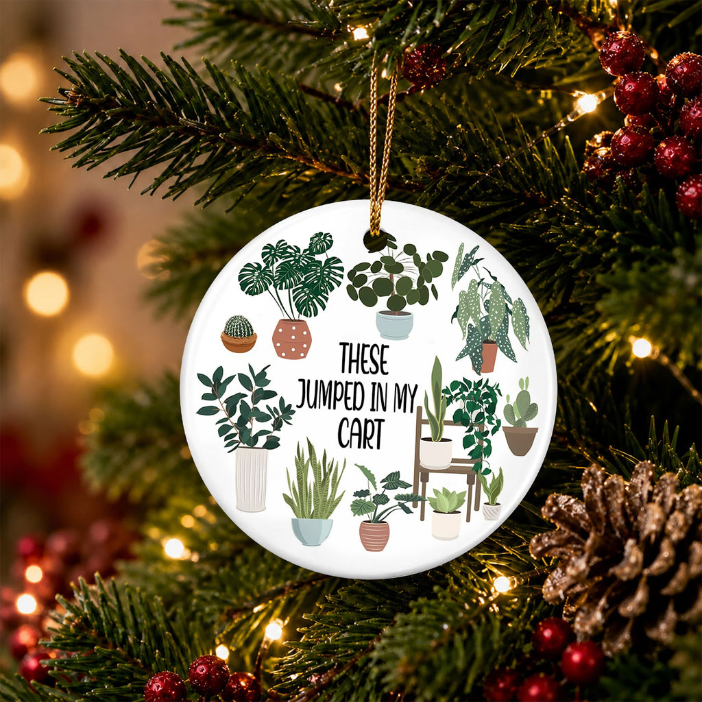 Plant Lover Christmas Ornament, Funny Houseplant Collector Gift, Ceramic Tree Decoration