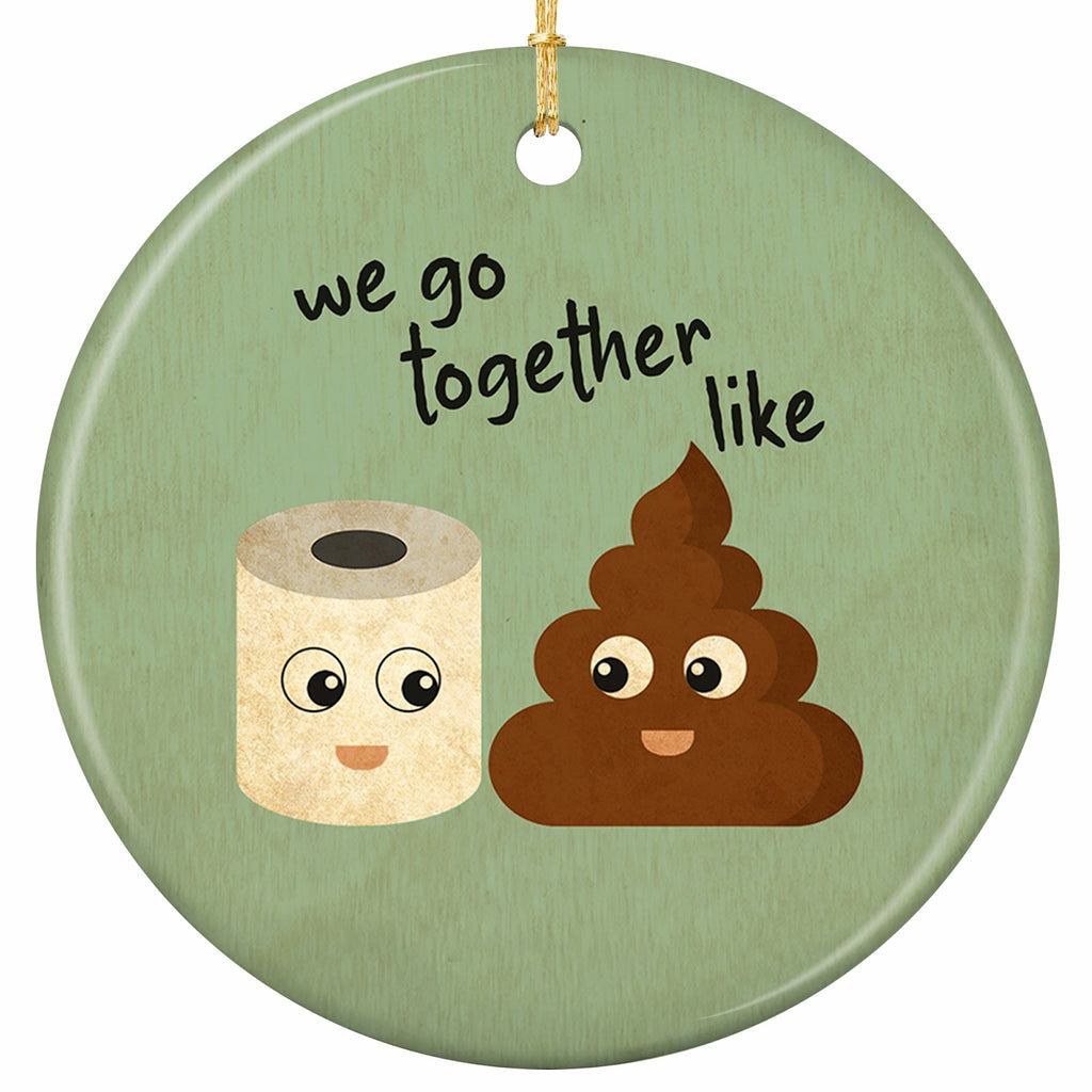 Two Cartoon Characters Grinning Side by Side on Sage Green. Ceramic Gag Keepsake for Couples and Best Friends.