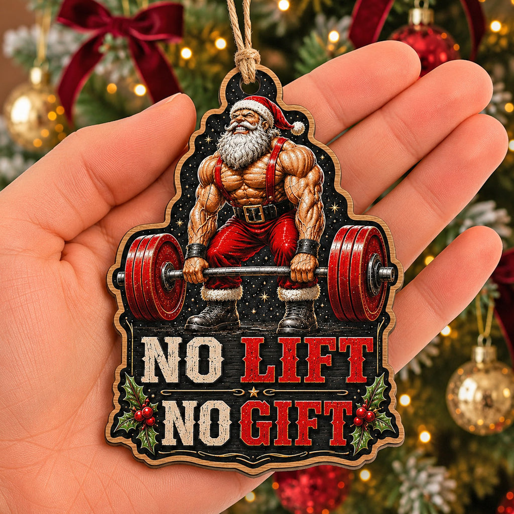Deadlift Santa Wood Christmas Ornament